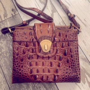 Brahmin crossbody bag, pecan crocodile embossed